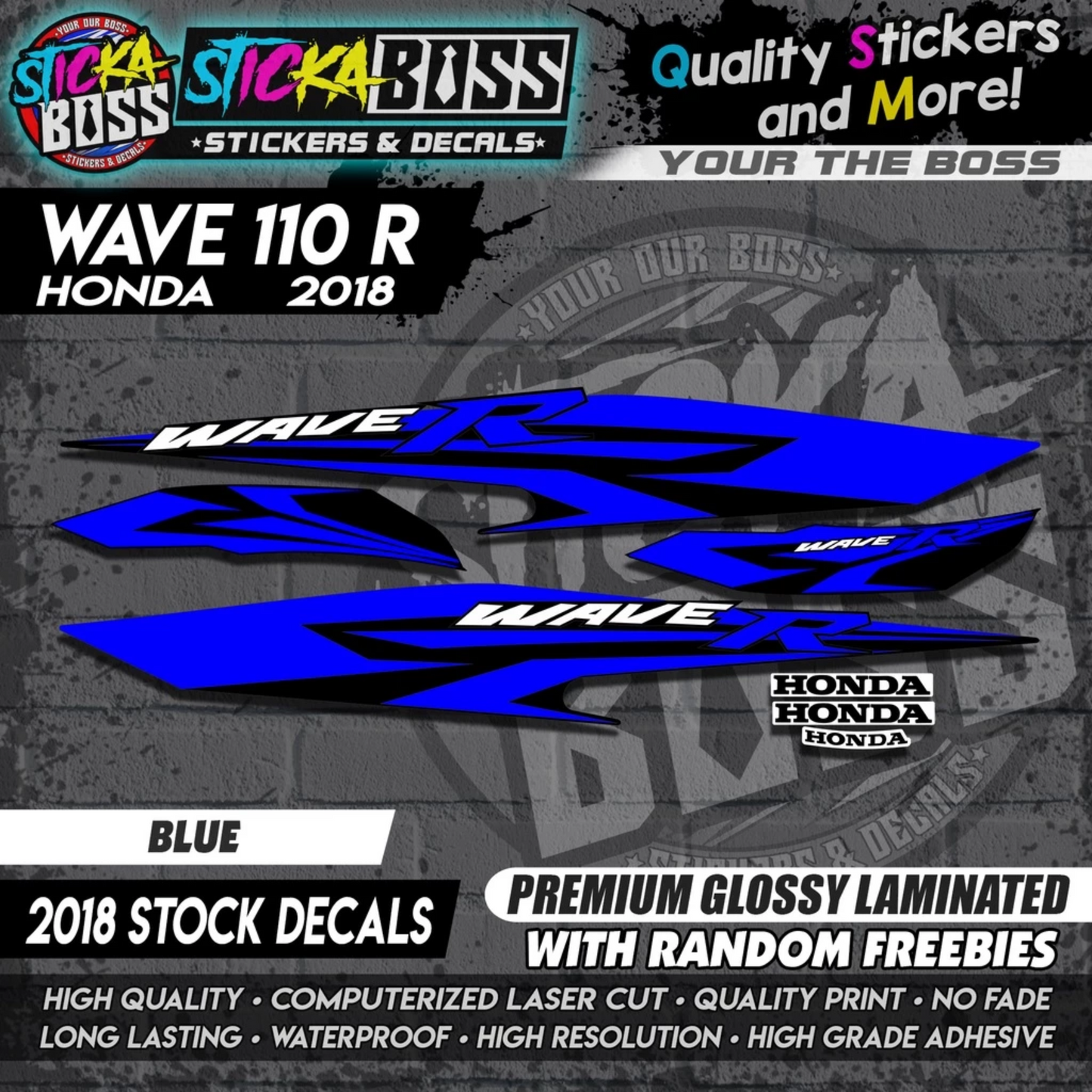 Wave 110 R (2018 Stock Decals)【PREMIUM GLOSSY LAMINATED】