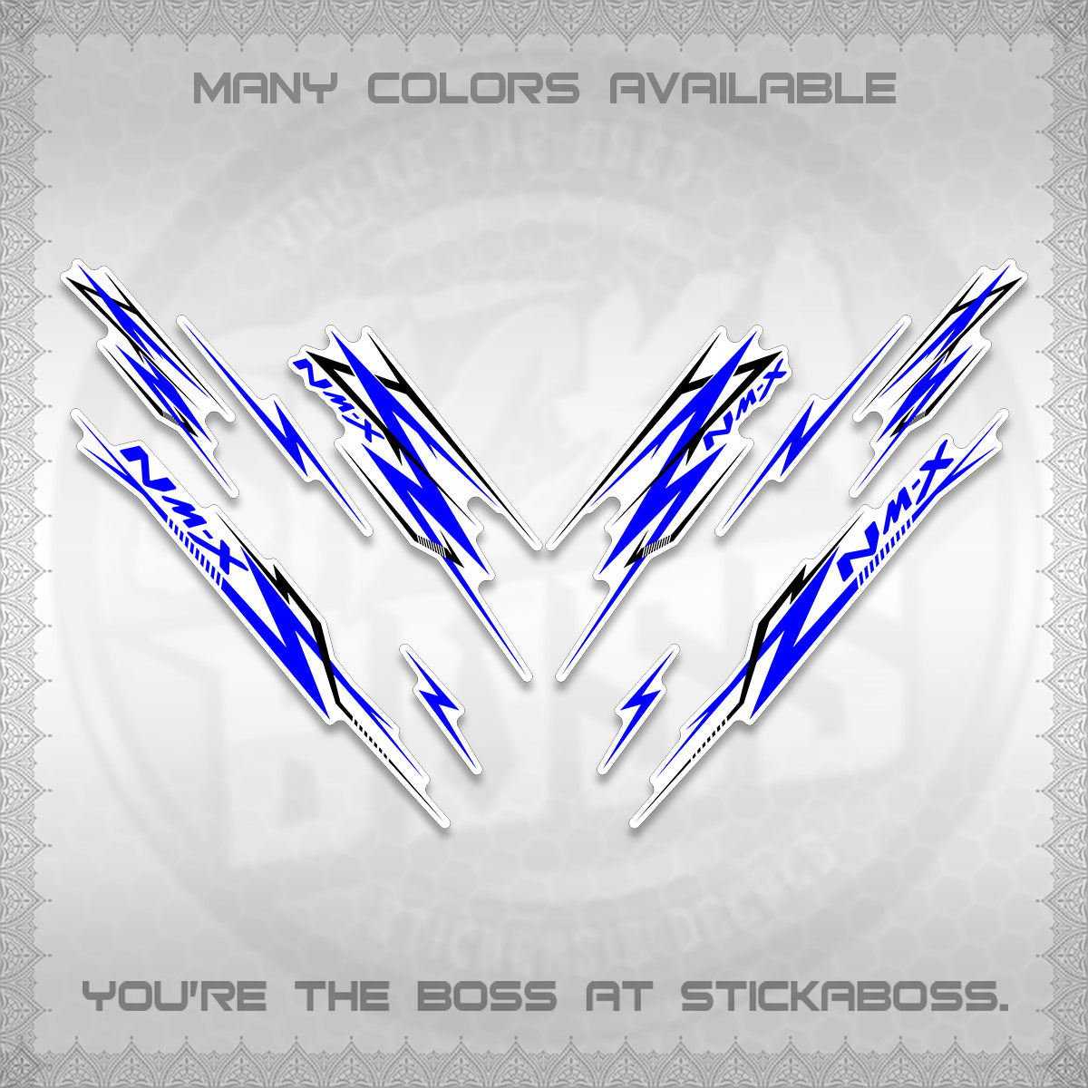 NMAX V2 FOR WHITE DECALS (2024 NM A8 STYLE) STICKER DECALS By STICKABOSS