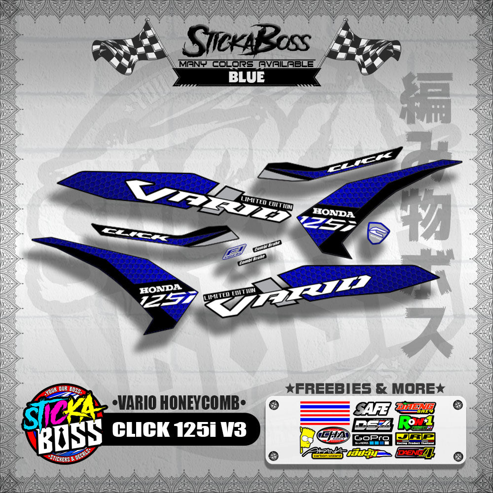 CLICK 125i V3 DECALS ( VARIO HONEYCOMB )【WITH FREEBIES】