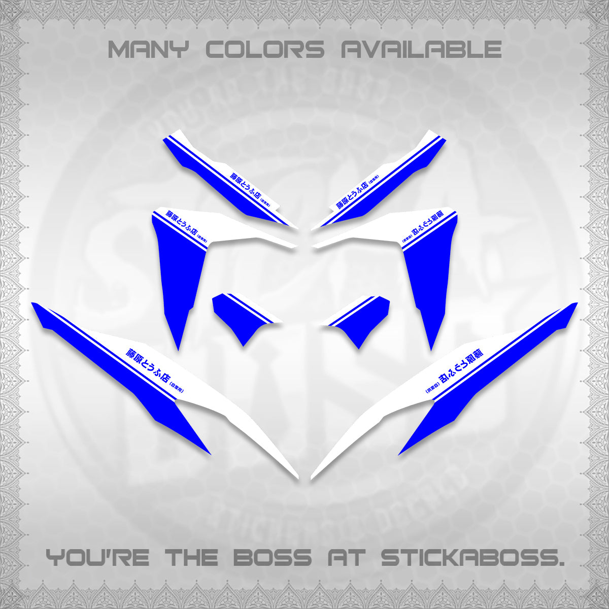 CLICK V2 FOR WHITE DECALS (TRUENO STYLE DESIGN) STICKER KITS BY STICKABOSS
