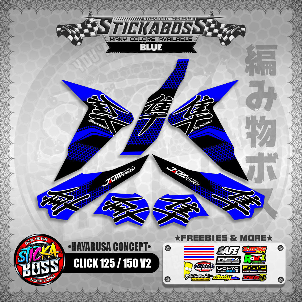 CLICK 125 / 150 V2 STICKER DECALS ( HAYABUSA CONCEPT )【WITH FREEBIES】