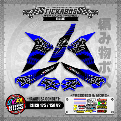 CLICK 125 / 150 V2 STICKER DECALS ( HAYABUSA CONCEPT )【WITH FREEBIES】