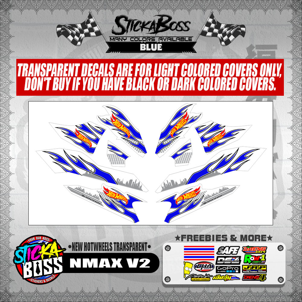 NMAX V2 DECALS ( NEW HOTWHEELS TRANSPARENT )【WITH FREEBIES】