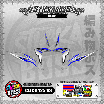 【PREMIUM UV PRINT】TRANSPARENT CLICK 125 V3 DECALS ( STRIPING CUSTOM VC125 45 )【WITH FREEBIES】