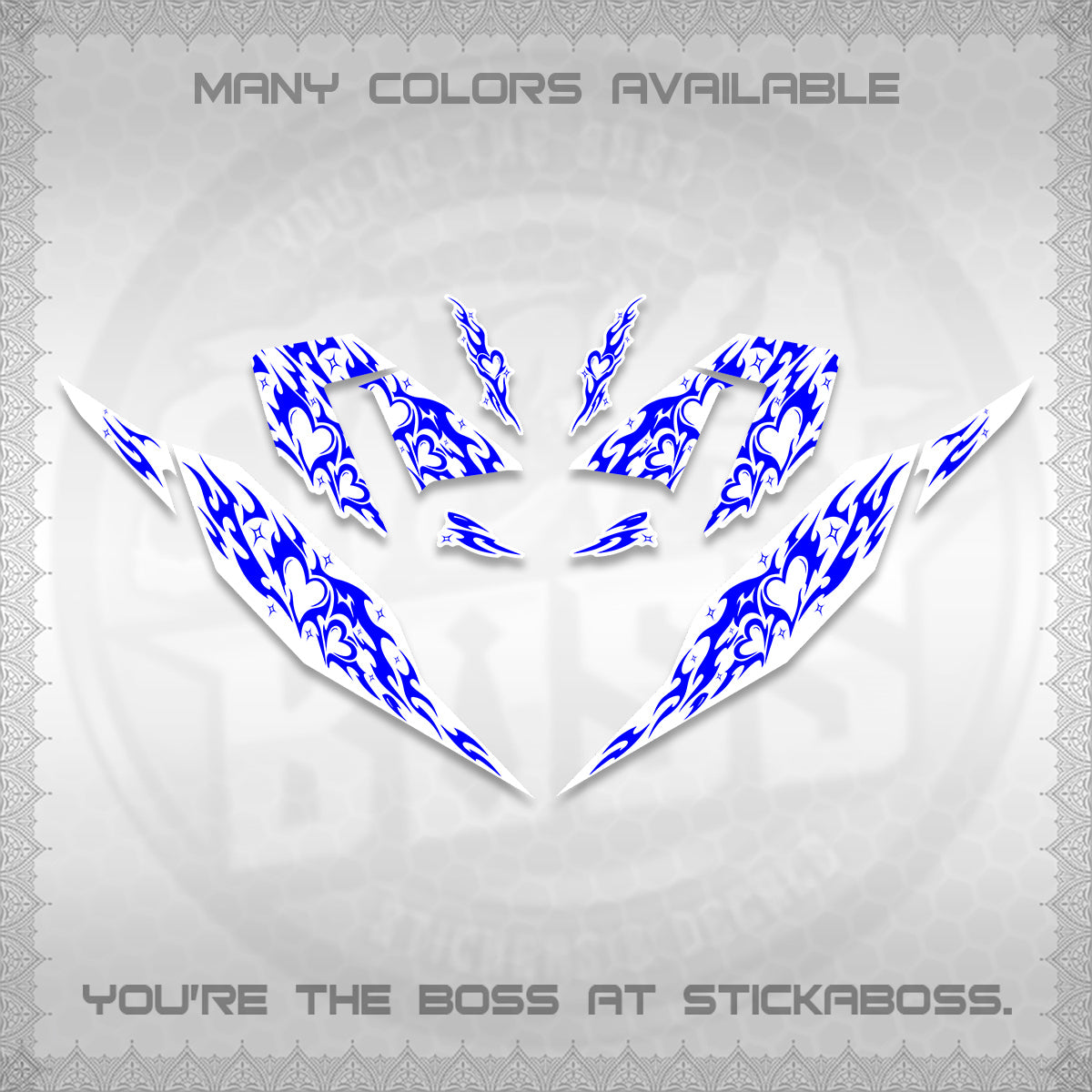 CLICK 125 V4 FOR WHITE DECALS (2026 TRIBAL HEART DESIGN) STICKER KITS BY STICKABOSS
