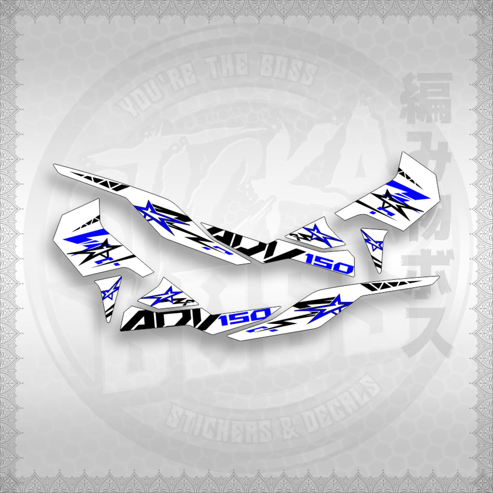 STICKER DECALS for ADV 150 (A150ALxOMINFOWH) By STICKABOSS (SOFIE LAMINATED WATERPROOF)
