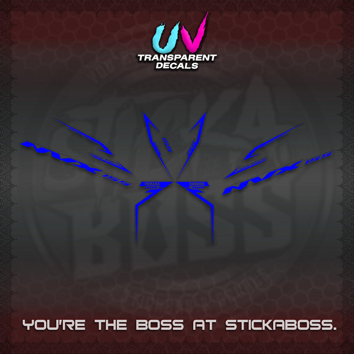 AEROX 155 V2 UV TRANSPARENT STRIPING DECALS (2022 NVX 1-TONE) STICKER KITS BY STICKABOSS