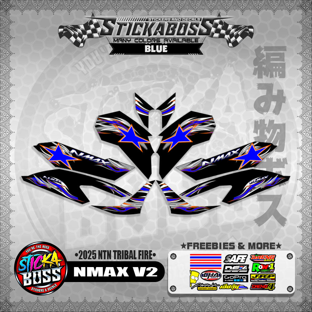 NMAX V2 STICKER DECALS ( 2025 NTN TRIBAL FIRE )【WITH FREEBIES】