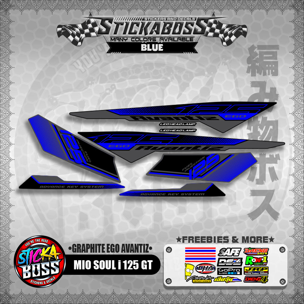 MIO SOUL I 125 GT STICKER DECALS ( GRAPHITE EGO AVANTIZ )【WITH FREEBIES】