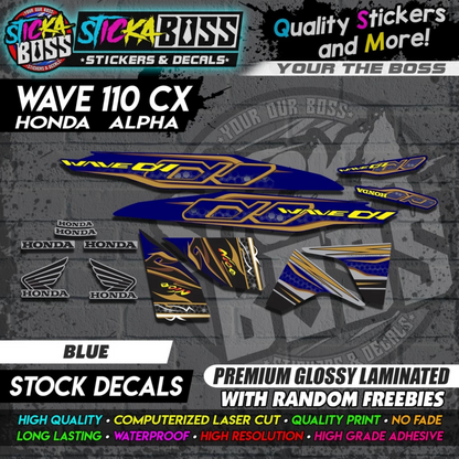 Honda Wave 110 Alpha CX (Stock Decals)【PREMIUM GLOSSY LAMINATED】
