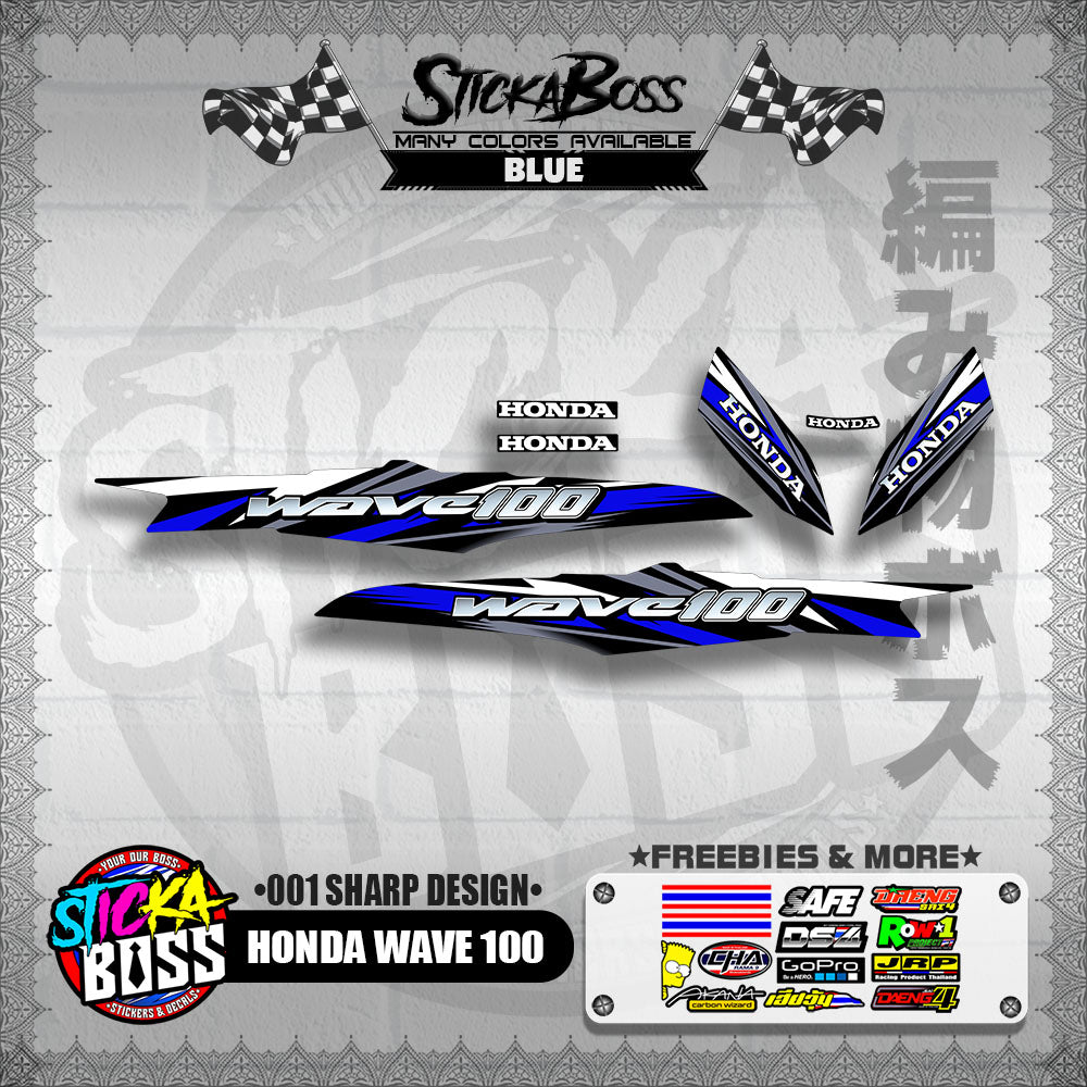 HONDA WAVE 100 DECALS ( 001 SHARP DESIGN )【WITH FREEBIES】