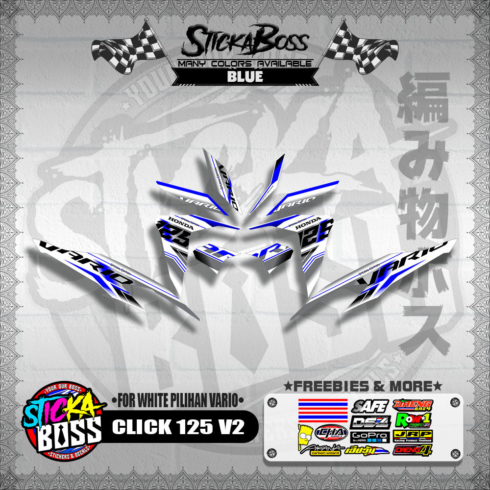 CLICK 125 V2 MALAYSIAN DECALS ( FOR WHITE PILIHAN VARIO )【WITH FREEBIES】