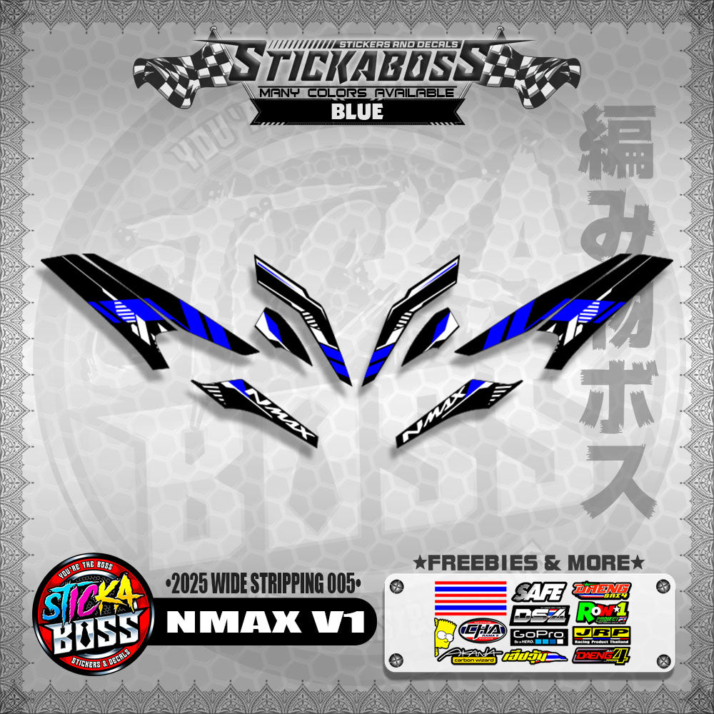 NMAX V1 INDO STICKER DECALS ( 2025 WIDE STRIPPING 005 )【WITH FREEBIES】