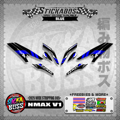 NMAX V1 INDO STICKER DECALS ( 2025 WIDE STRIPPING 005 )【WITH FREEBIES】