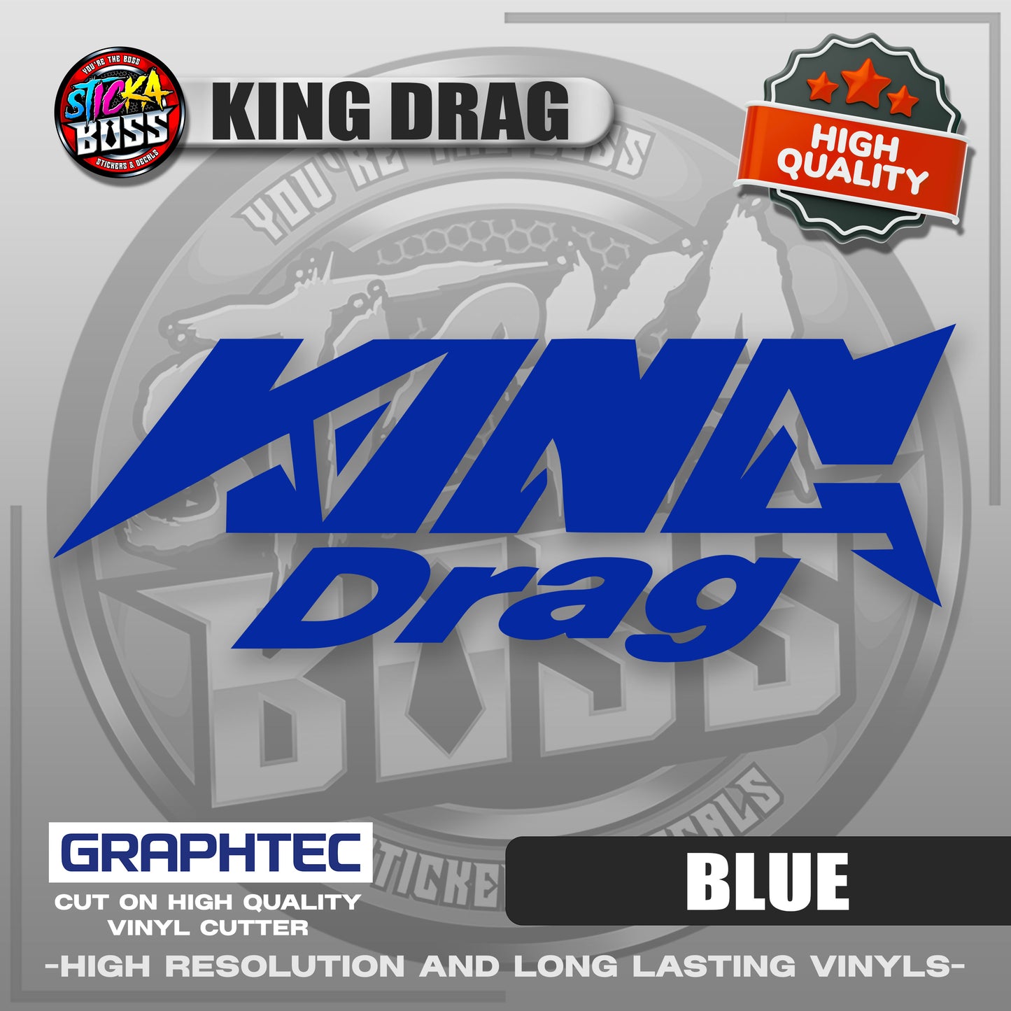 KING DRAG | VINYL WATERPROOF CUT-OUT STICKER DECALS【Stickaboss】