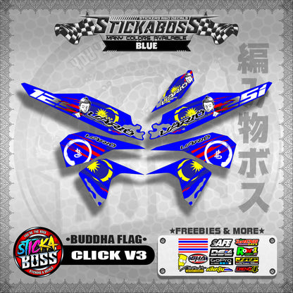 CLICK V3 MALAYSIAN STICKER DECALS ( BUDDHA FLAG )【WITH FREEBIES】