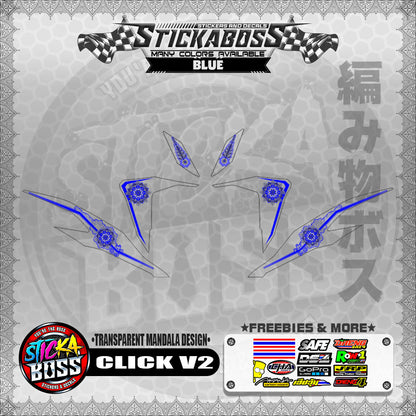 【PREMIUM UV PRINT】TRANSPARENT CLICK V2 DECALS ( MANDALA DESIGN )【WITH FREEBIES】