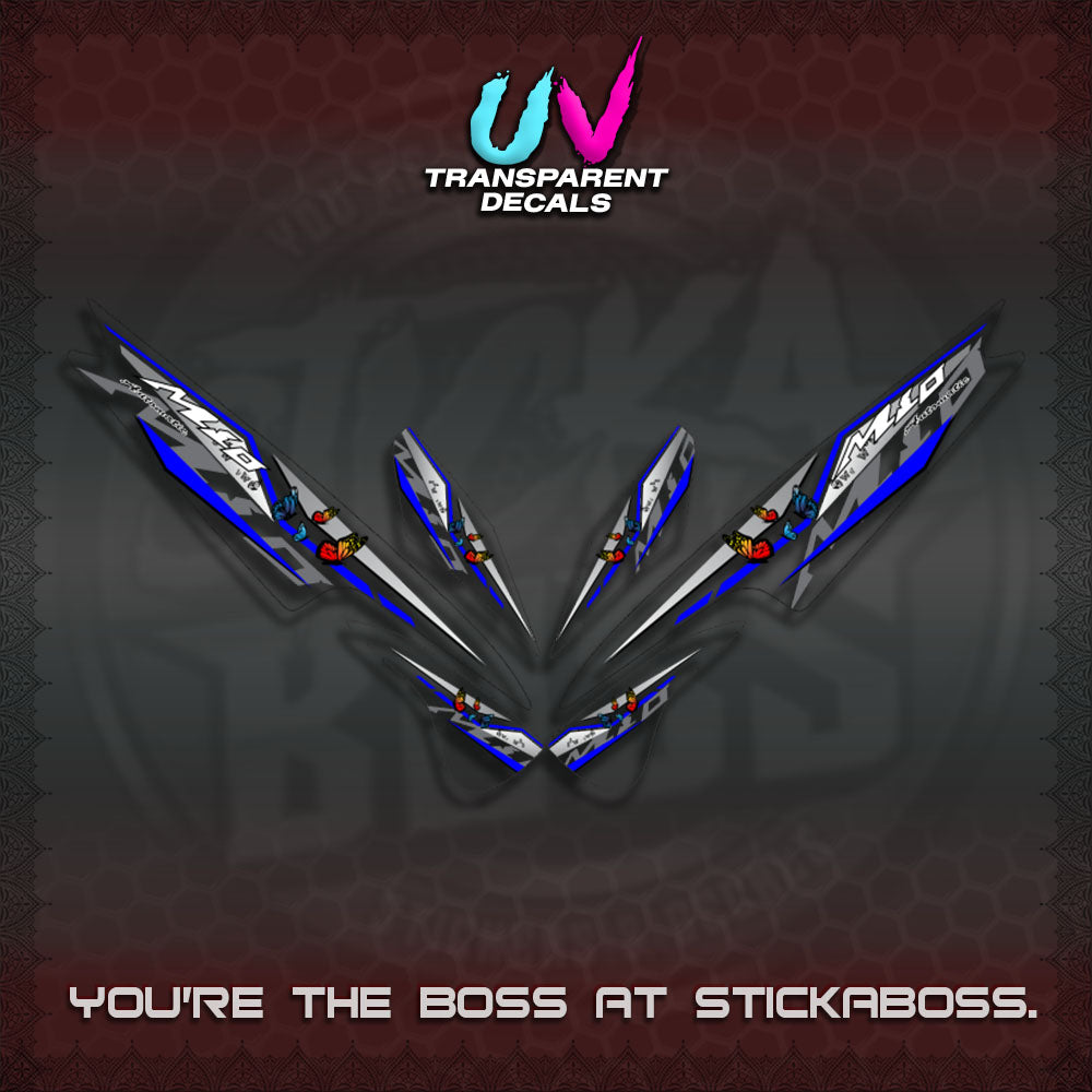 【PREMIUM UV PRINT】TRANSPARENT  MIO SPORTY/SMILE DECALS (BUTERFLY V6 DESIGN)By STICKABOSS