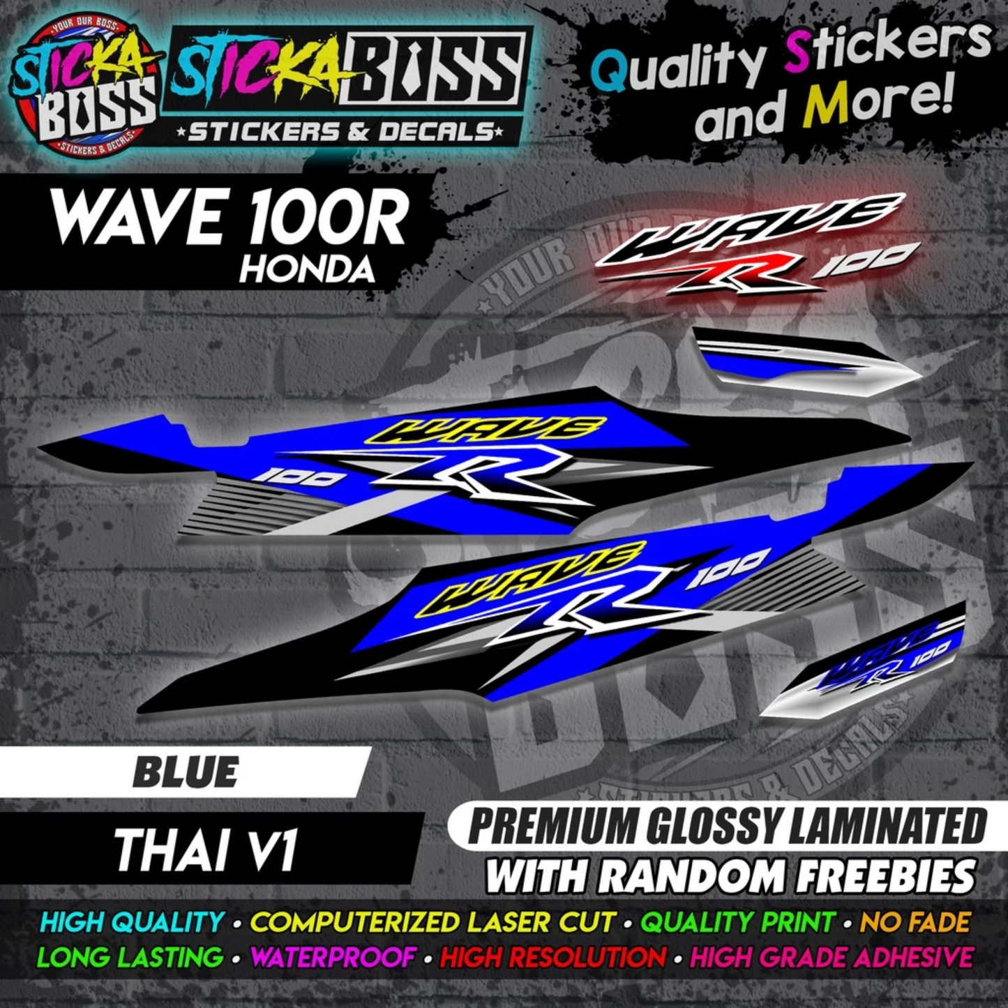 HONDA WAVE 100 R (THAI V1) [STOCK DECALS]【PREMIUM GLOSSY LAMINATED】
