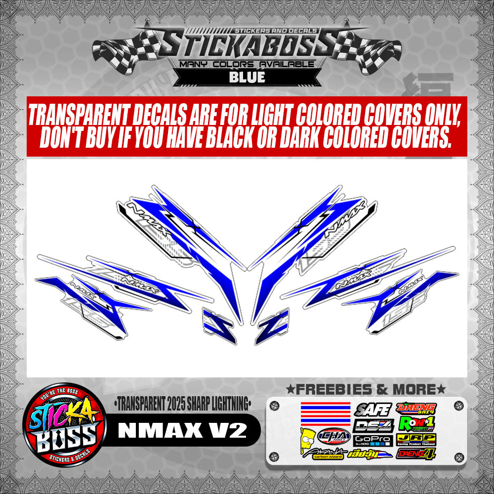 NMAX V2 INDO STICKER DECALS ( TRANSPARENT 2025 SHARP LIGHTNING )【WITH FREEBIES】