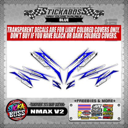 NMAX V2 INDO STICKER DECALS ( TRANSPARENT 2025 SHARP LIGHTNING )【WITH FREEBIES】