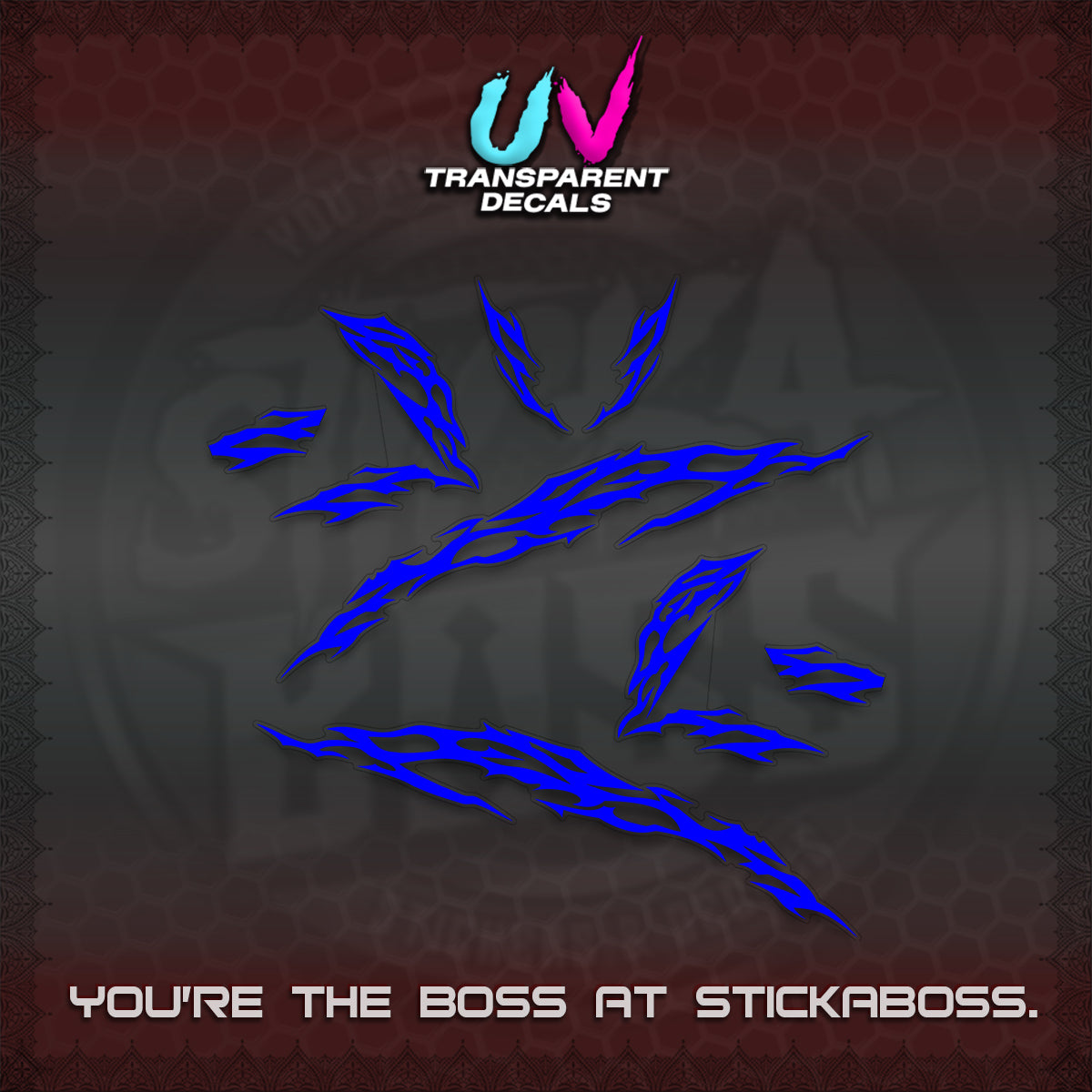 CLICK 125 V3 UV TRANSPARENT DECALS (2026 TRIBAL LIGHTNING DESIGN) STICKER KITS BY STICKABOSS