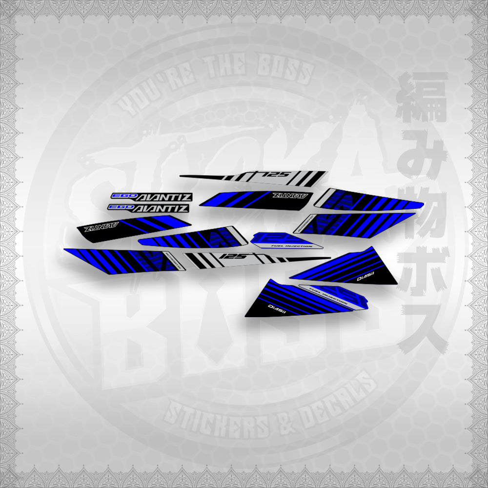 STICKER DECALS for MIO SOUL i125 (MSIEGAVBACU) By STICKABOSS (SOFIE LAMINATED WATERPROOF)