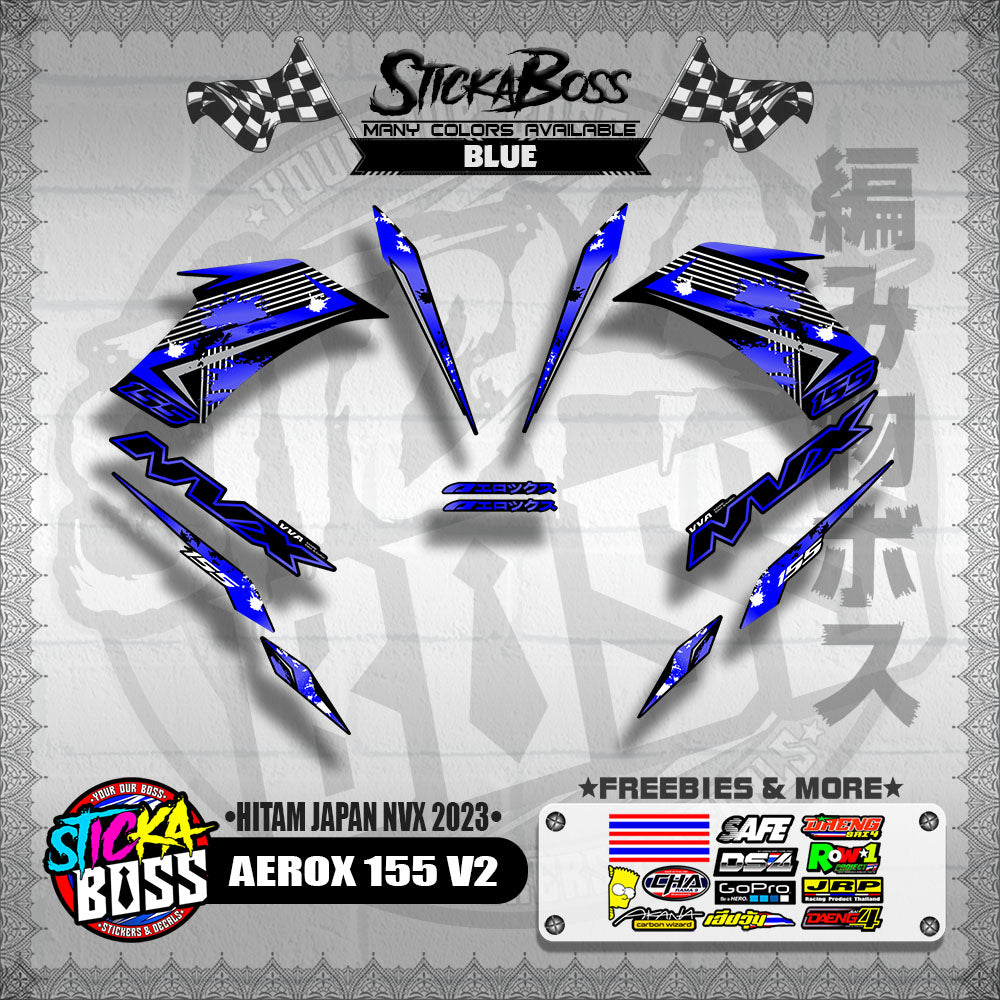 AEROX 155 V2 DECALS ( HITAM JAPAN NVX 2023 )【WITH FREEBIES】