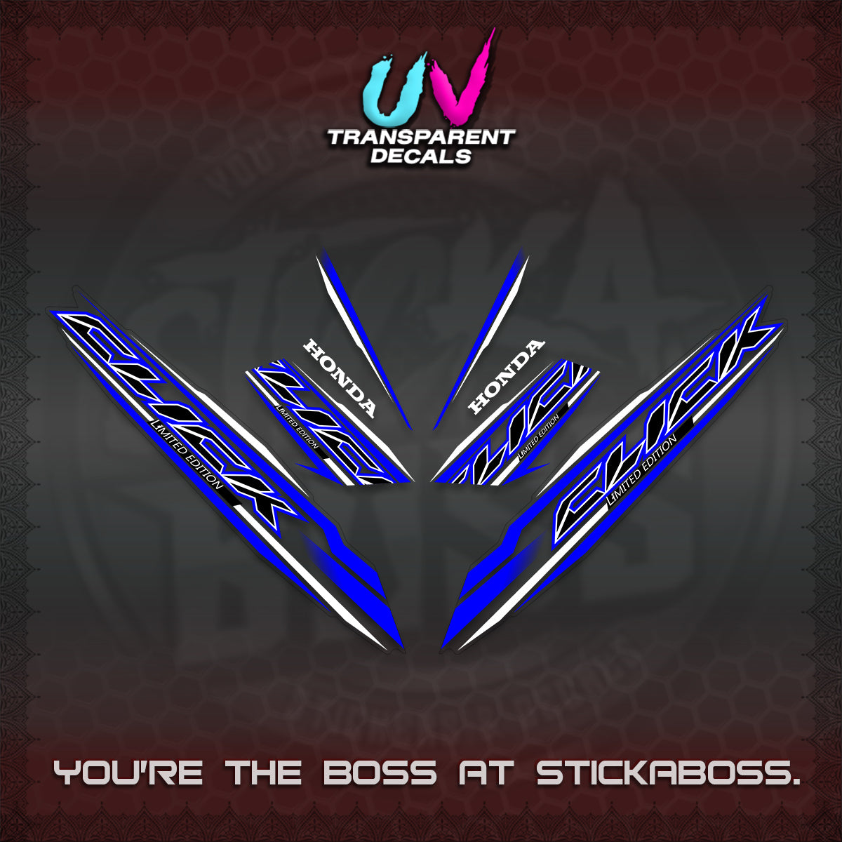 CLICK 125 V3 INDO UV TRANSPARENT DECALS (2024 SV 13-A2 STYLE) STICKER KITS By STICKABOSS