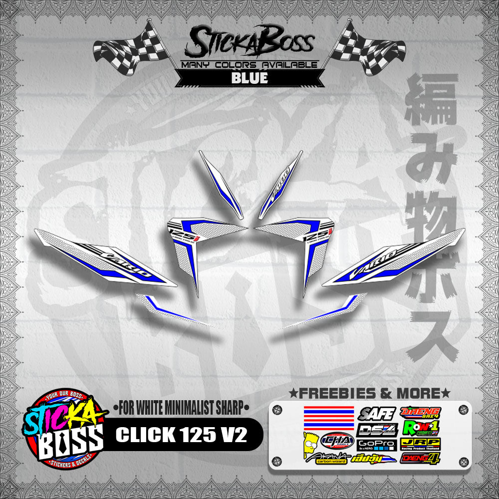 CLICK 125 V2 DECALS ( FOR WHITE MINIMALIST SHARP )【WITH FREEBIES】