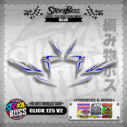 CLICK 125 V2 DECALS ( FOR WHITE MINIMALIST SHARP )【WITH FREEBIES】