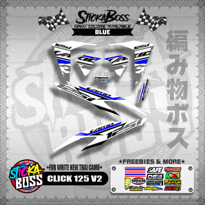 CLICK 125 V2 DECALS ( FOR WHITE NEW THAI CAMO ) WITH FREEBIES】