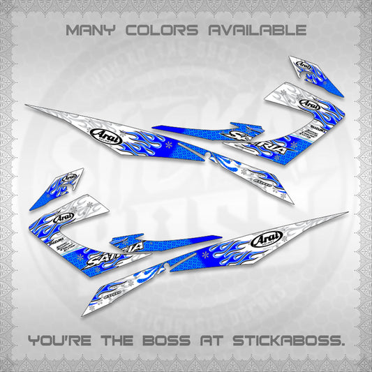RAIDER 150 CARB SATRIA  FOR WHITE DECALS (ARAI API NEW TERBARU MOTIF)STICKER DECALS By STICKABOSS