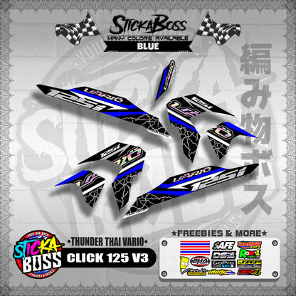 CLICK 125 V3 THAILAND DECALS ( THUNDER THAI VARIO )【WITH FREEBIES】