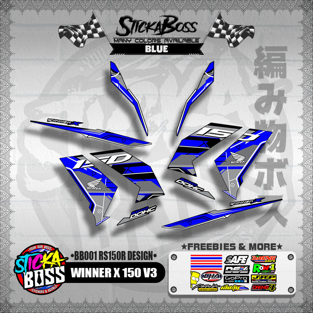 WINNER X 150 V3 DECALS ( BB001 RS150R DESIGN )【WITH FREEBIES】