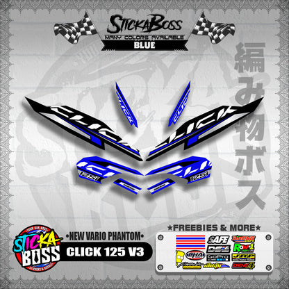 CLICK 125 V3 DECALS ( NEW VARIO PHANTOM )【WITH FREEBIES】