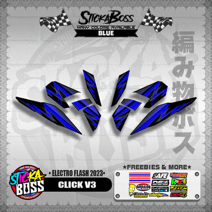 CLICK V3 DECALS ( ELECTRO FLASH 2023 ) [ PREMIUM GLOSSY LAMINATED ]【WITH FREEBIES】