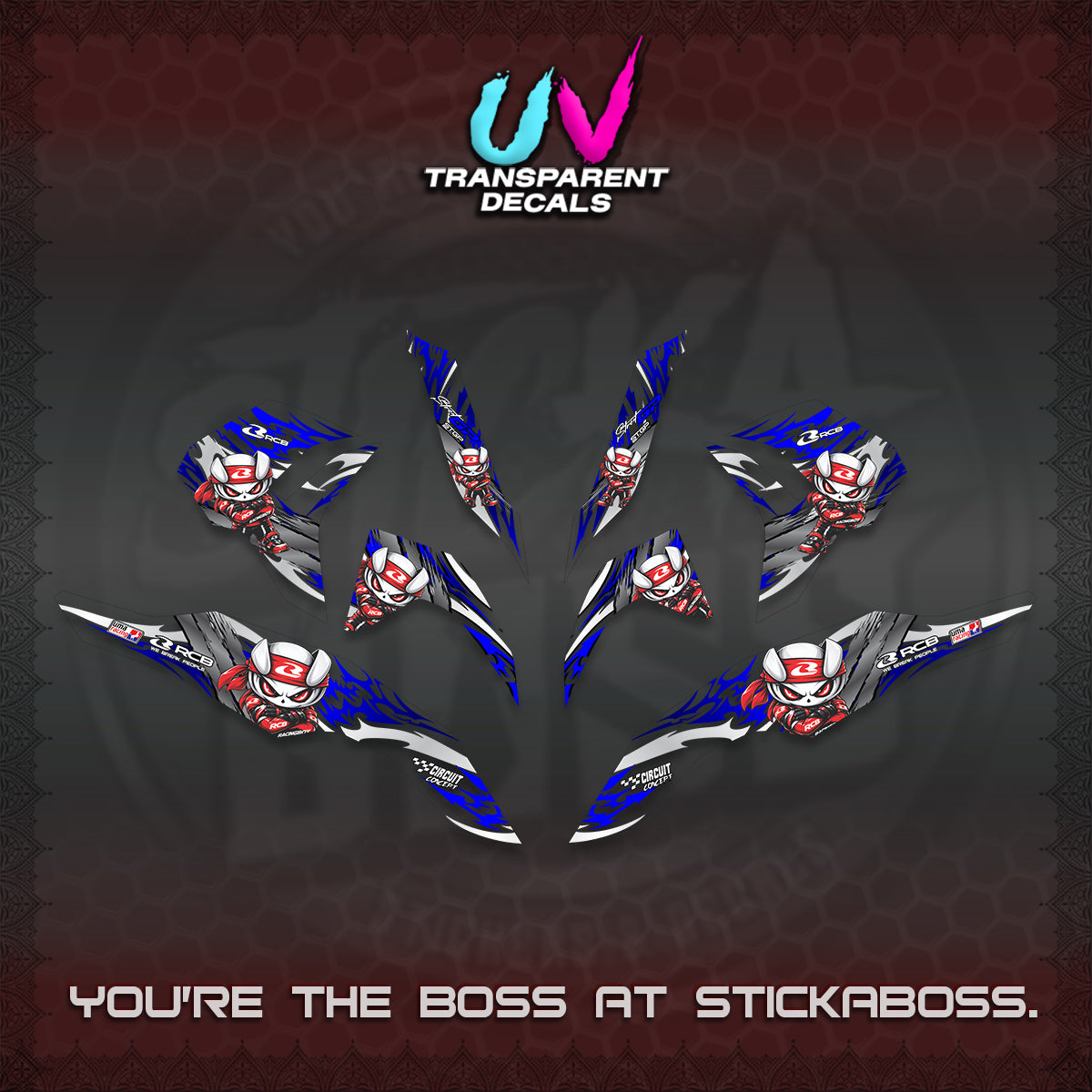 CLICK 125 V3 UV TRANSPARENT DECALS (2026 NEW RCB 2.0 DESIGN) STICKER KITS BY STICKABOSS