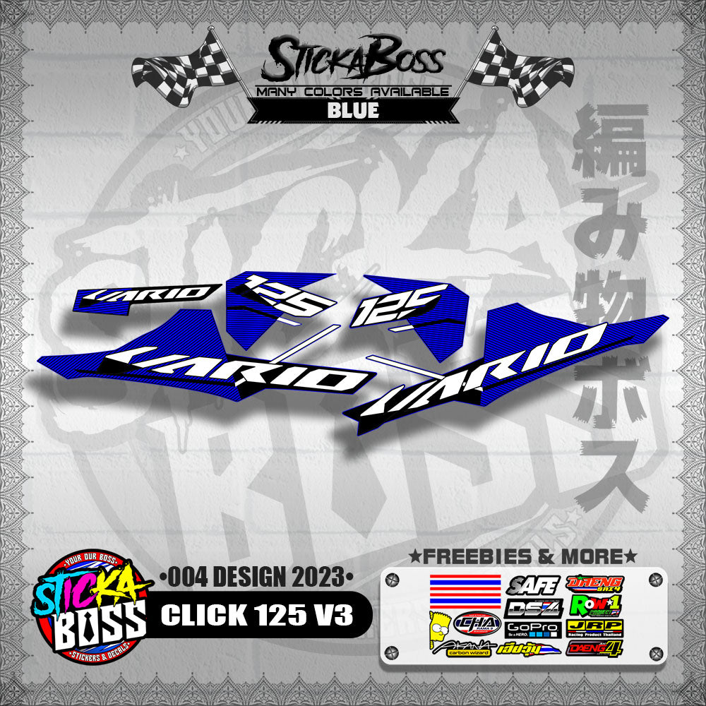 CLICK 125 V3 STOCK DECALS ( 004 DESIGN 2023 ) VARIO【WITH FREEBIES】