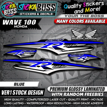 HONDA WAVE 100 R DECALS (Ver1 Stock Design)【WITH FREEBIES】