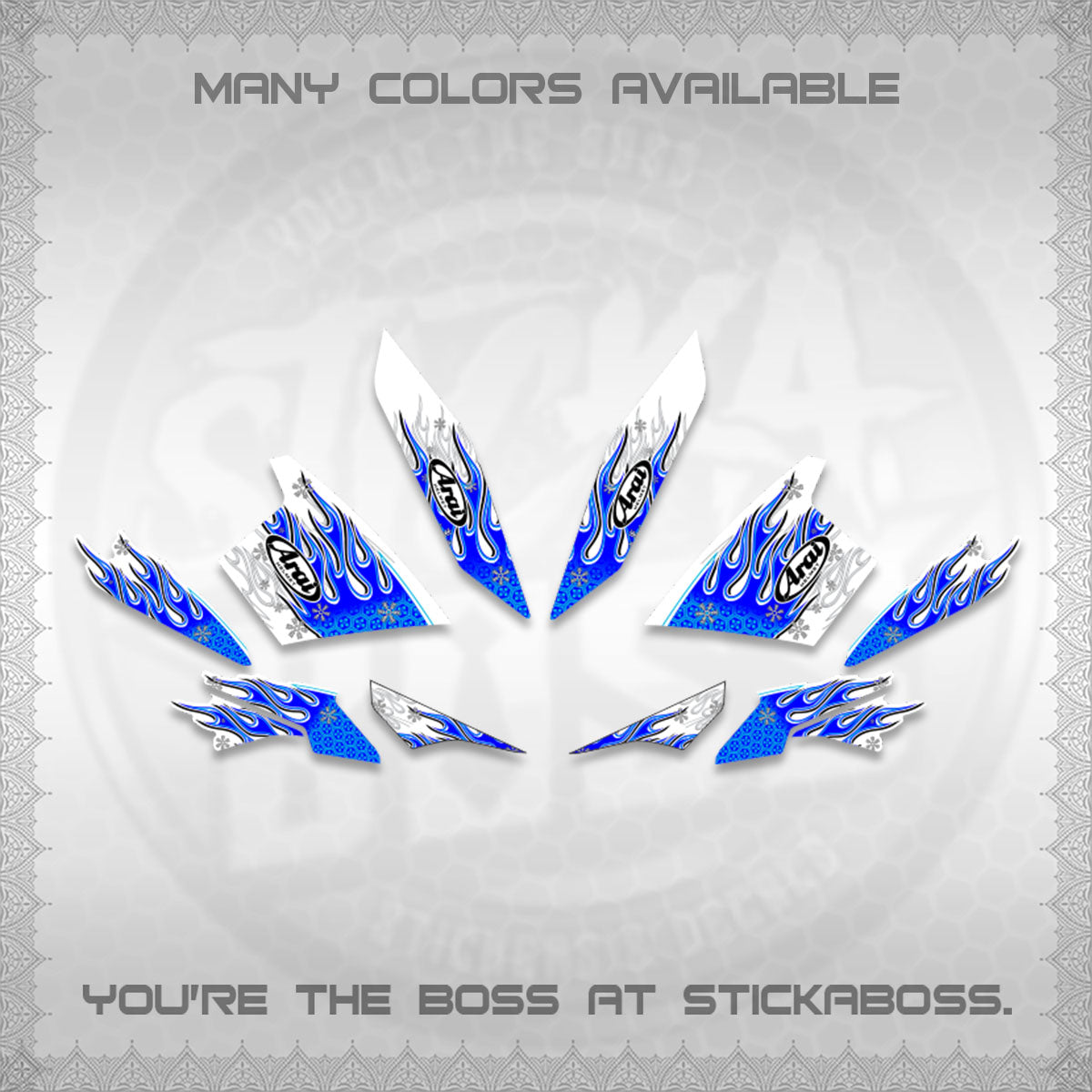AEROX V3 ALPHA TURBO FOR WHITE DECALS (MOTIF ARAI API NEW TERBARU)STICKER DECALS By STICKABOSS