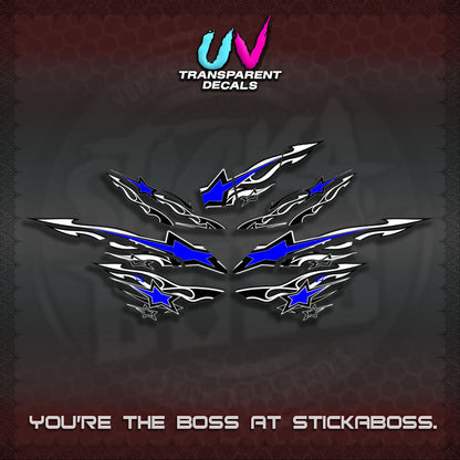 AEROX  V3 INDO UV TRANSPARENT DECALS(0005 RISING STAR)STICKER DECALS By STICKABOSS
