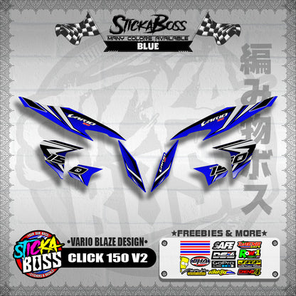 CLICK 150 V2 DECALS ( VARIO BLAZE DESIGN )【WITH FREEBIES】