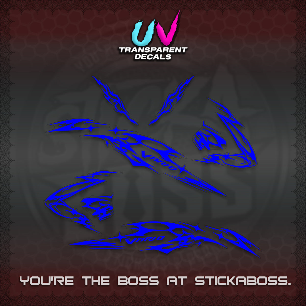 CLICK 125 V3 VARIO UV TRANSPARENT DECALS (2026 T1 LIGHTNING DESIGN) STICKER KITS BY STICKABOSS