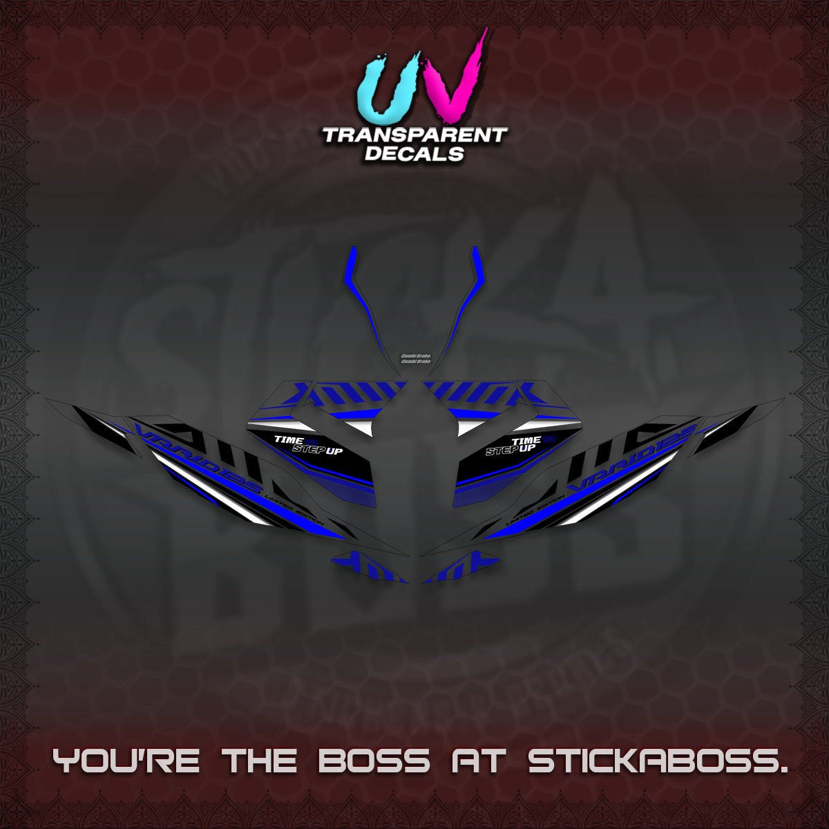 CLICK 125 V4 VARIO UV TRANSPARENT DECALS (2026 VR0007 DESIGN) STICKER KITS By STICKABOSS