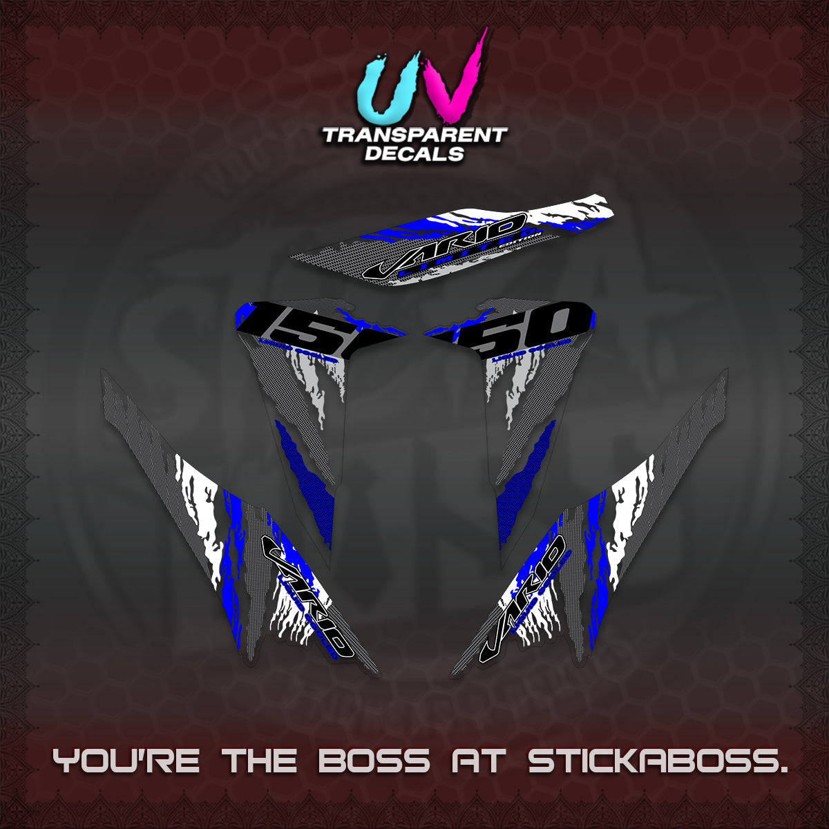 CLICK 150 V2 VARIO UV TRANSPARENT DECALS (2022 SPECIAL SPLASH DESIGN) STICKER KITS BY STICKABOSS