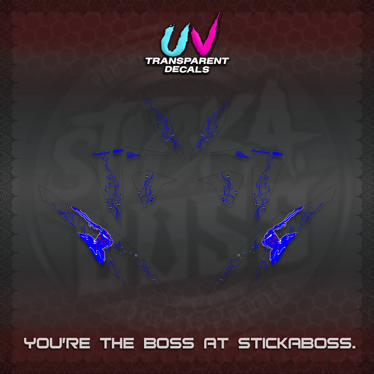 CLICK V2 UV TRANSPARENT DECALS (2026 2F2F SWIRL DESIGN) STICKER KITS BY STICKABOSS