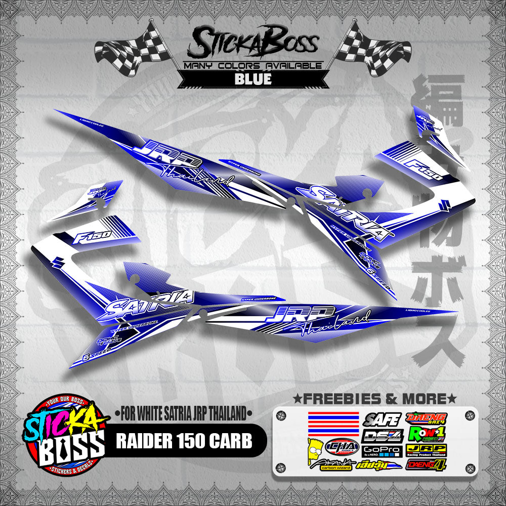 RAIDER 150 CARB DECALS ( FOR WHITE SATRIA JRP THAILAND )【WITH FREEBIES】