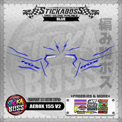【PREMIUM UV PRINT】TRANSPARENT AEROX 155 V2 STICKER DECALS ( 2023 CUSTOM STRIPING )【WITH FREEBIES】