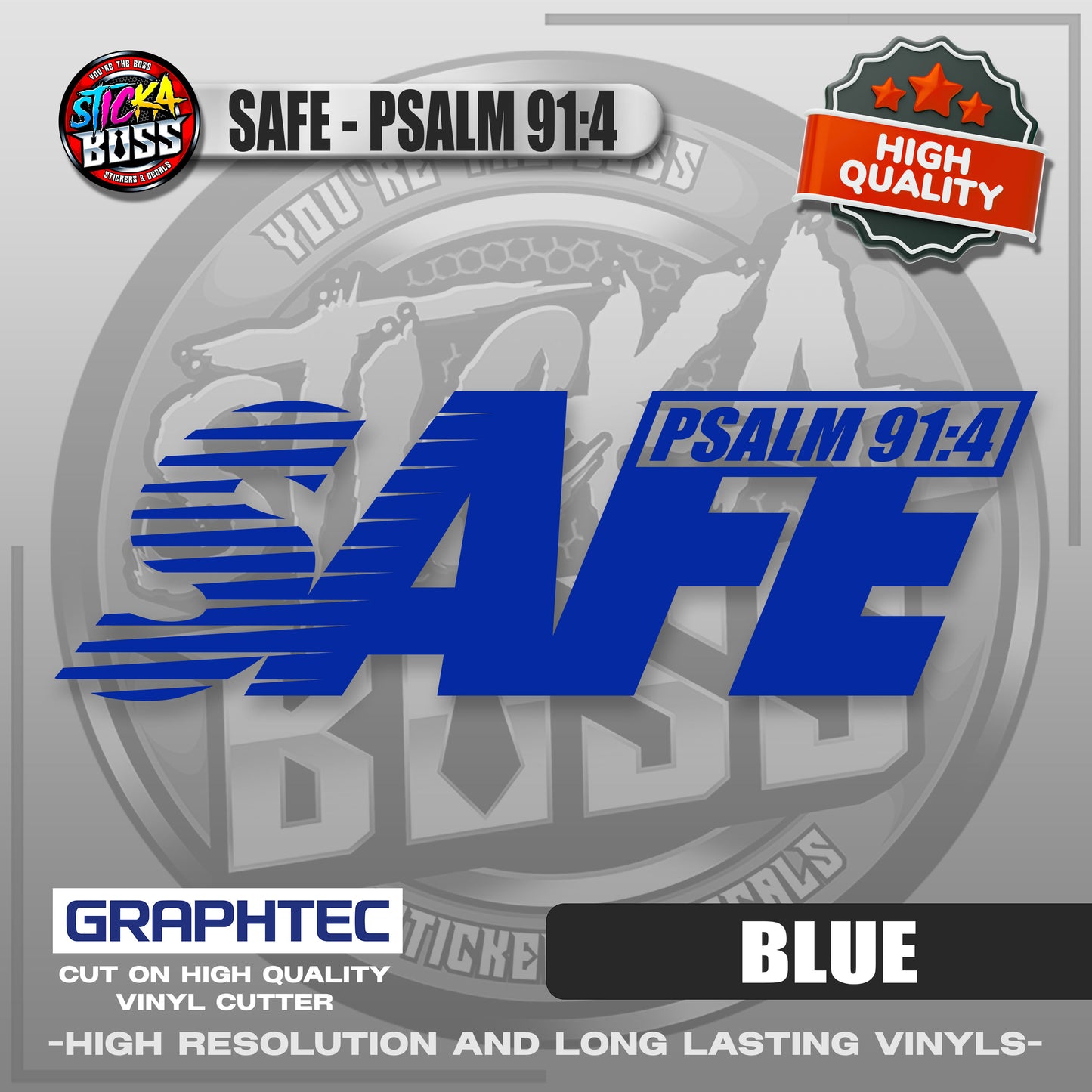 SAFE - PSALM 91:4 | VINYL WATERPROOF CUT-OUT STICKER DECALS【Stickaboss】